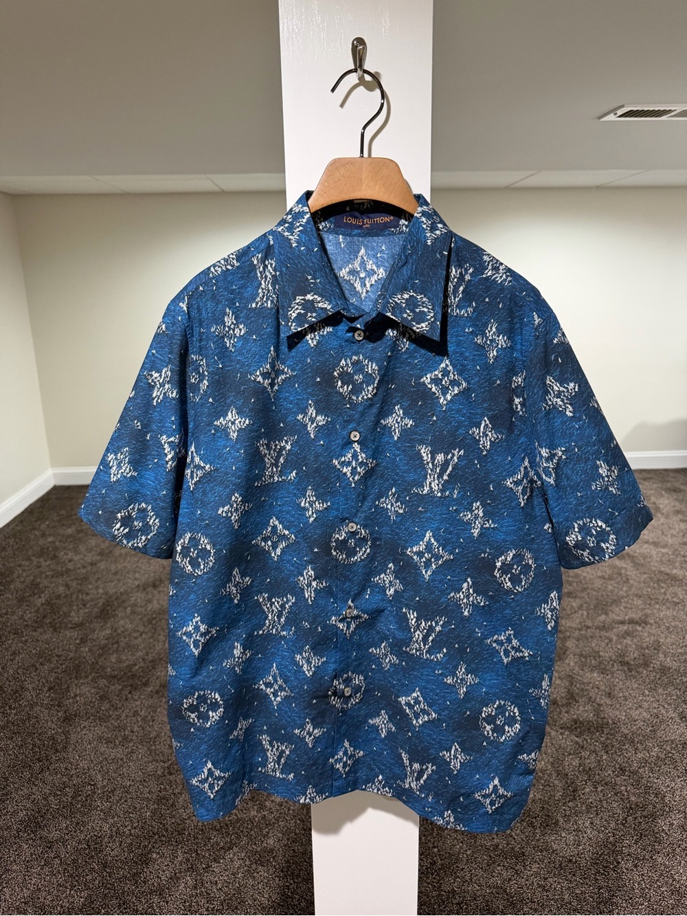 Louis Vuitton x Pharrell 2026 Monogram Sailboats Blue Button Up Shirt